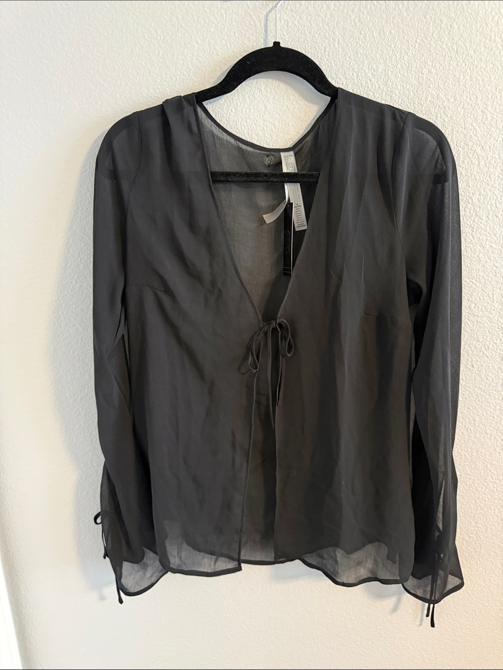 NWT Victoria's Secret Sheer Black Tie-Front Swim Coverup Top